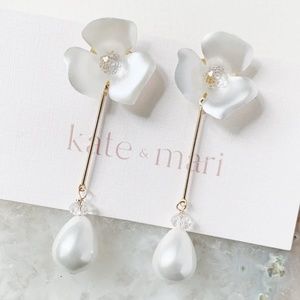 Floral Pearl Swarovski Crystal Drop Earrings